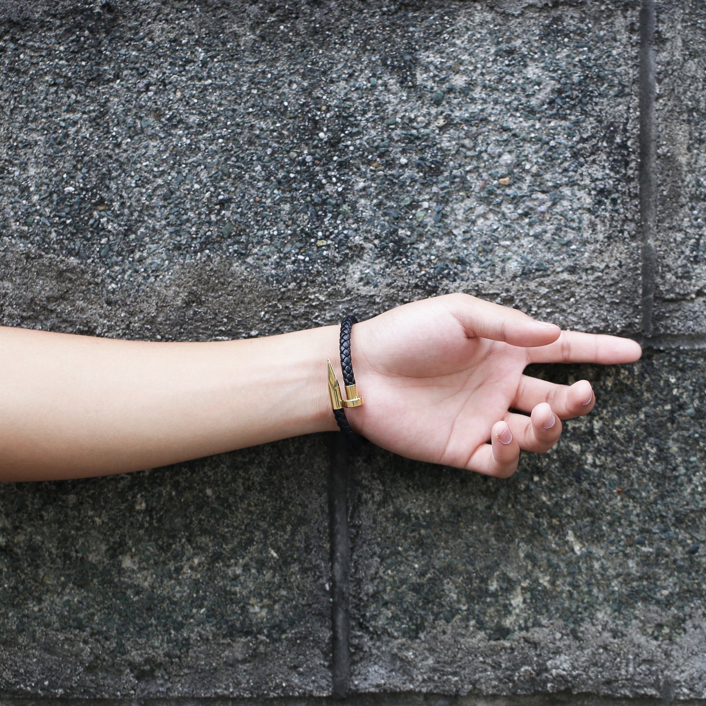 Camilo Black & Gold Leather Bracelet
