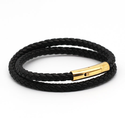 Maximo Black & Gold Leather Loop Band